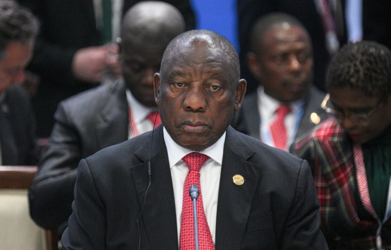 Kazan, Russia. 23rd Oct, 2024. South African President Cyril Ramaphosa listens to speakers during a limited attendance meeting of BRICS leaders during the 16th BRICS summit at the Kazan Kremlin, October 23, 2024 in Kazan, Tatarstan, Russia