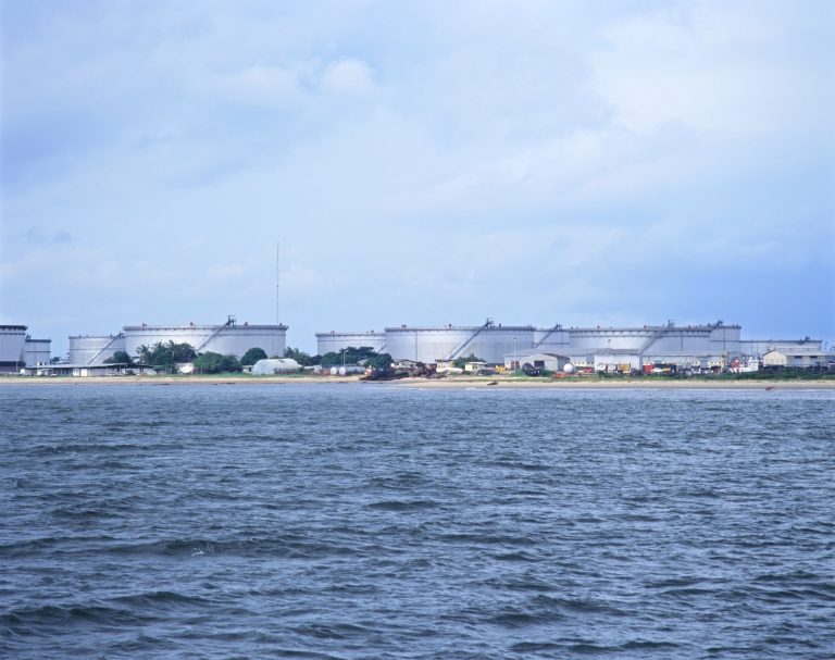 Bonny oIl terminal, oil storage tanks and facilty at Bonny, Bonny River, Nigeria